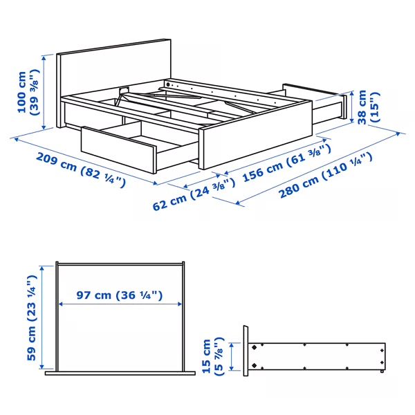 Lits: Ikea Malm Bett schwarz – D'occasion à Untereggen par Paesci_99 5