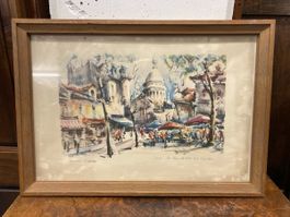 Aquarelle Originale de Paris, Signée, Encadrée et datée!
