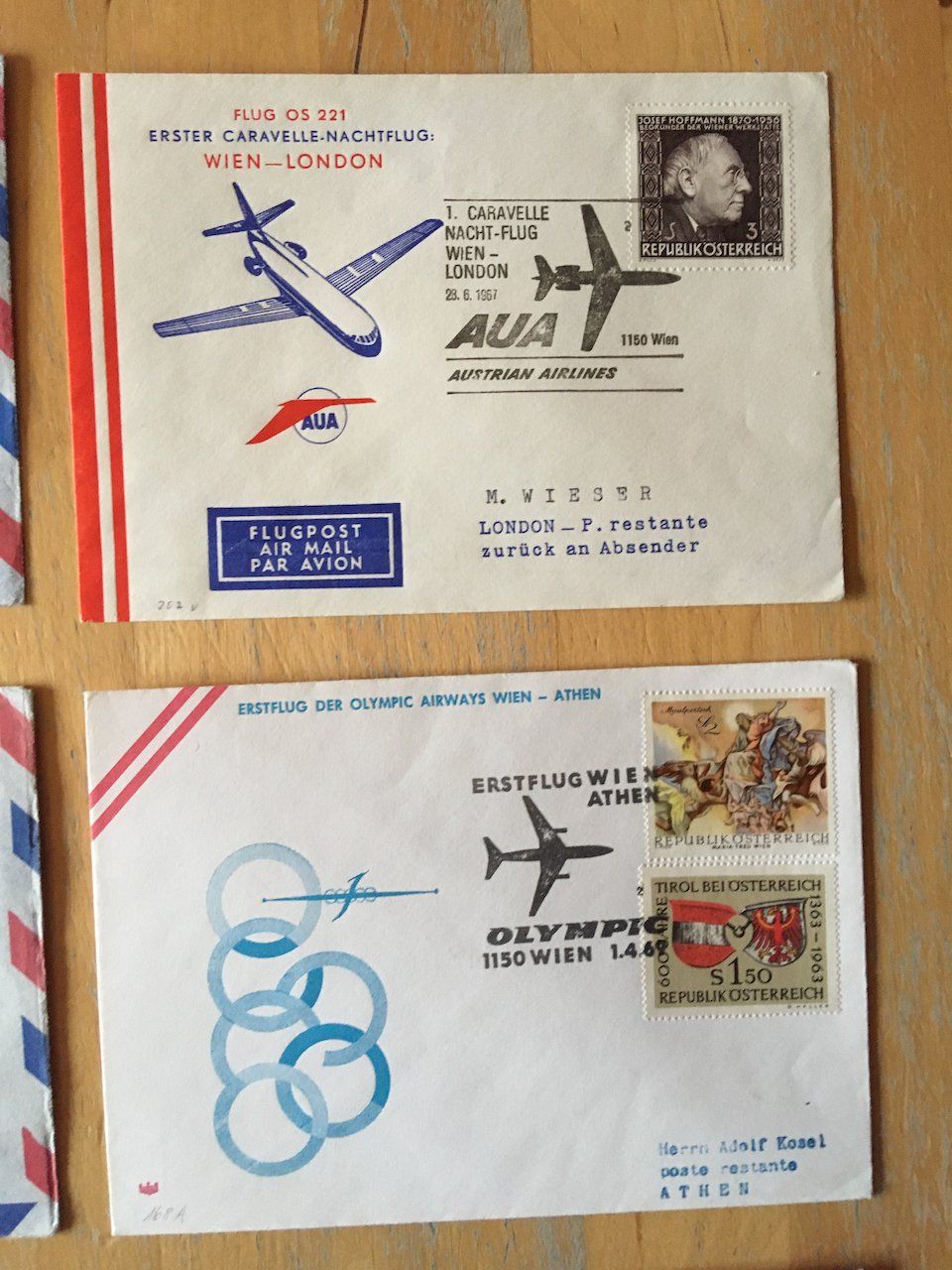 Alle Briefmarken: 9 Flugbriefe Österreich 1967-69 – Gebraucht aus Nesslau von zueri6 3