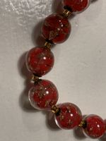 Murano Halskette Glasperlen rot goldfarben guter Zustand