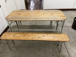 Festzeltgarnitur Holz klappbar Tisch mit zwei Bänken