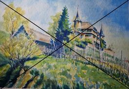 Schloss Weinstein  in 9437 Marbach SG  1981  Aquarell Bild