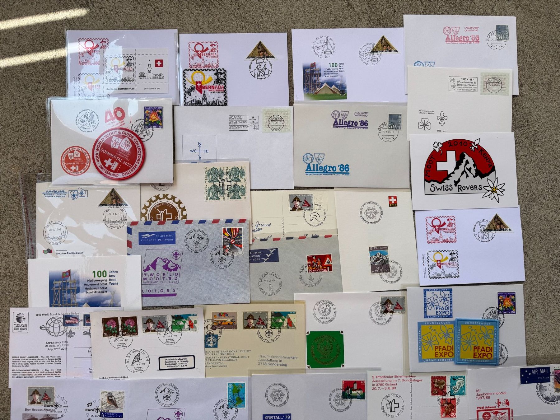 Stempel: 48 Pfadfinder Postkarten Briefe Sonderstempel der Schweiz – Gebraucht aus Wallisellen von Scoutphila