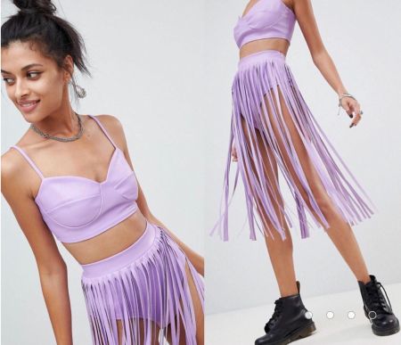 ASOS 💜 Set Ensemble Bralette & Jupe Similicuir Lila NEW! L