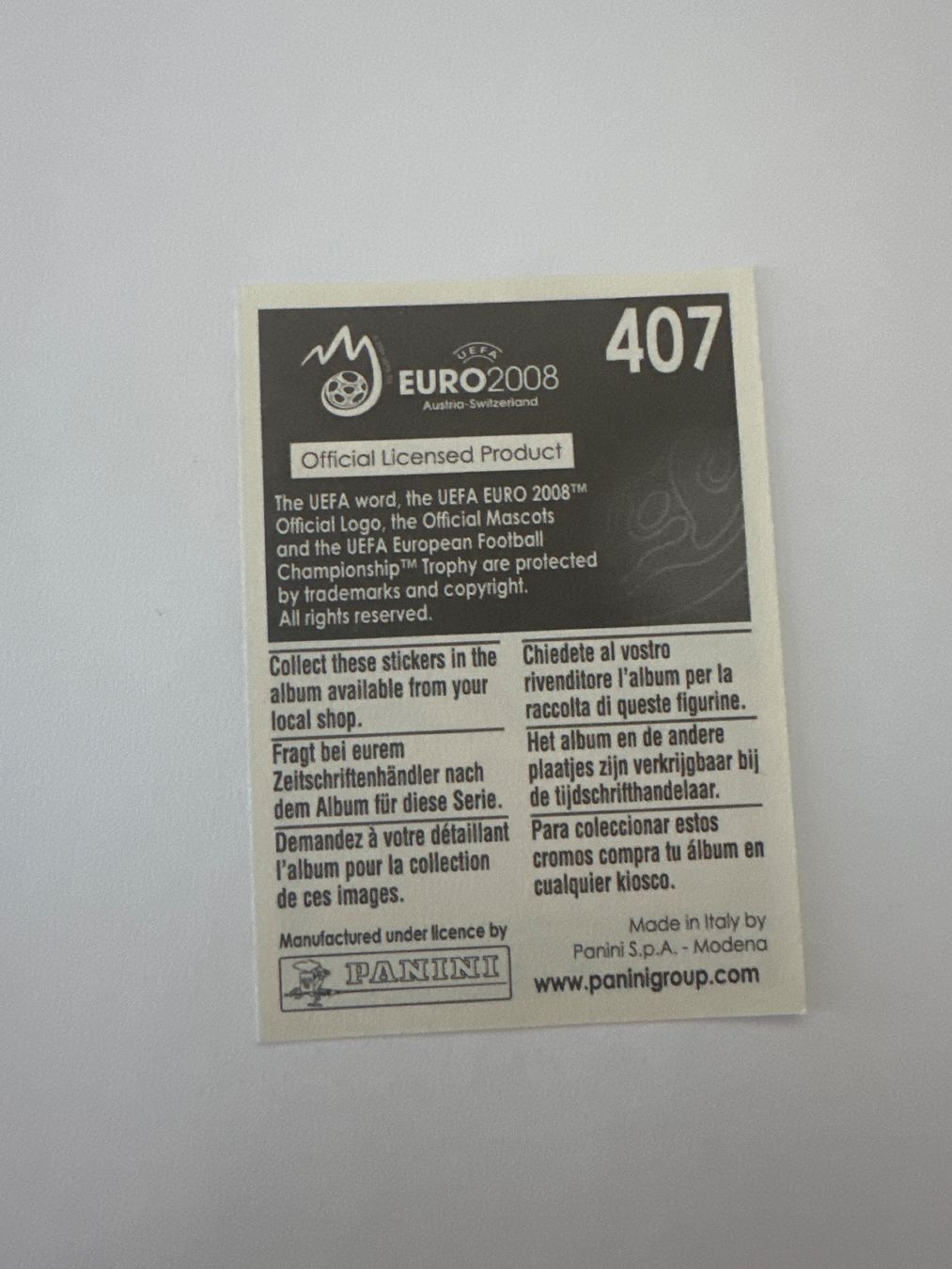 Panini Cartes à collectionner: Panini UEFA EM 2008 Sticker - Nr. 407 – D'occasion à Sulz AG par DealWerk 1