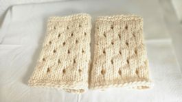 Stulpen Amedisli Handgelenkstulpen Pulswärmer Beige Wolle