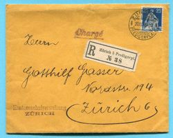 Ortsbrief Zürich 1918 - mit Vignette Kantonsschulverwaltung