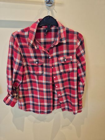 Langarmbluse rot/blau/weiss kariert, Gr. XXS