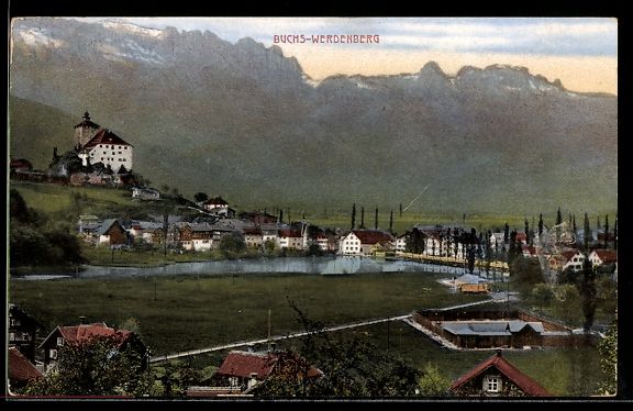 Ansichtskarten: AK Buchs-Werdenberg, Totalansicht mit Gebirgspanorama – Gebraucht aus Berlin von bartko-reher