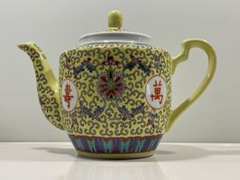 Vintage Chinesische Teekanne – Mun Shou Gelb (Kleiner Makel)