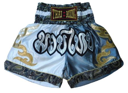 Muay Thai Shorts Unisex Grau Weiss M-3XL MMA Boxen Sport 038