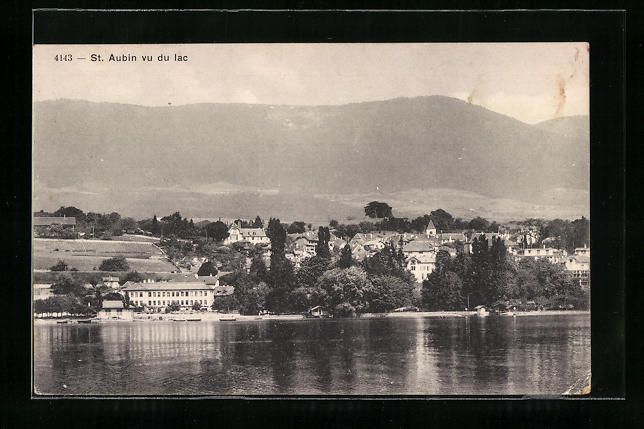 Cartoline postali: AK St. Aubin, Vu du lac, 1921 – Usato da Berlin venduto da bartko-reher