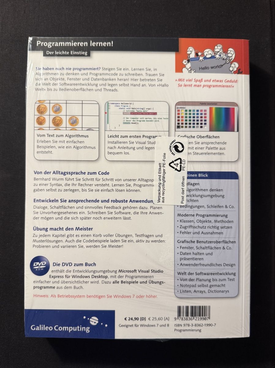 Bücher: Programmieren lernen!, Galileo Computing, Bernhard Wurm – Neu und originalverpackt aus Goldach von igwhitestar 1