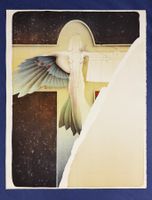 Lithographie von Paul Wunderlich: Im Schatten der Flügel.