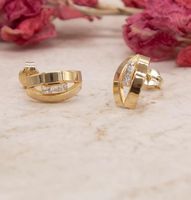 Carissima Gold Damen Ohrstecker, Cubic 3 Band, 375 Gelb am