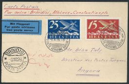 Flugpost Schweiz 1926  LS Brindisi-Constantinopel-Angora