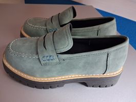 WILDLEDER HALBSCHUH OLIVE GRÜN 37