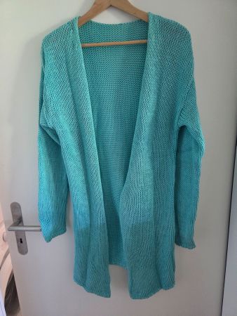 Italienischer Luxus Grobstrick Cardigan Türkis