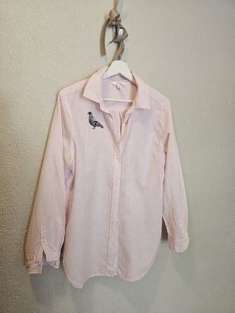 H&M Bluse pink gestreift mit Taubenstickerei Grösse S