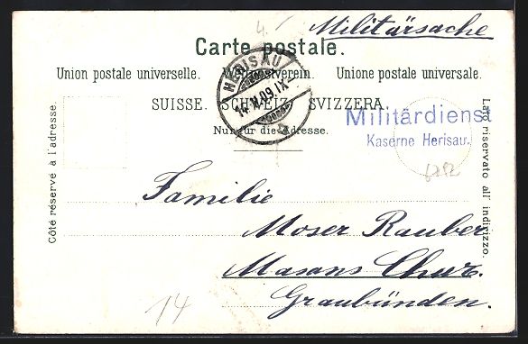 Ansichtskarten: AK Herisau, Heinrichsbad, 1909 – Gebraucht aus Berlin von bartko-reher 1