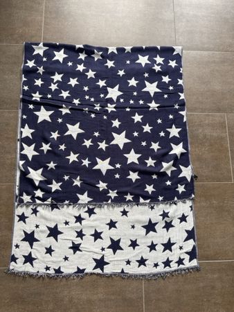 Schal 4 You Scarfs Sternmuster blau weiss Viskose Mix