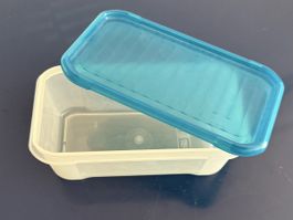 Vorratsdose Kunststoff mit blauem Deckel rechteckig