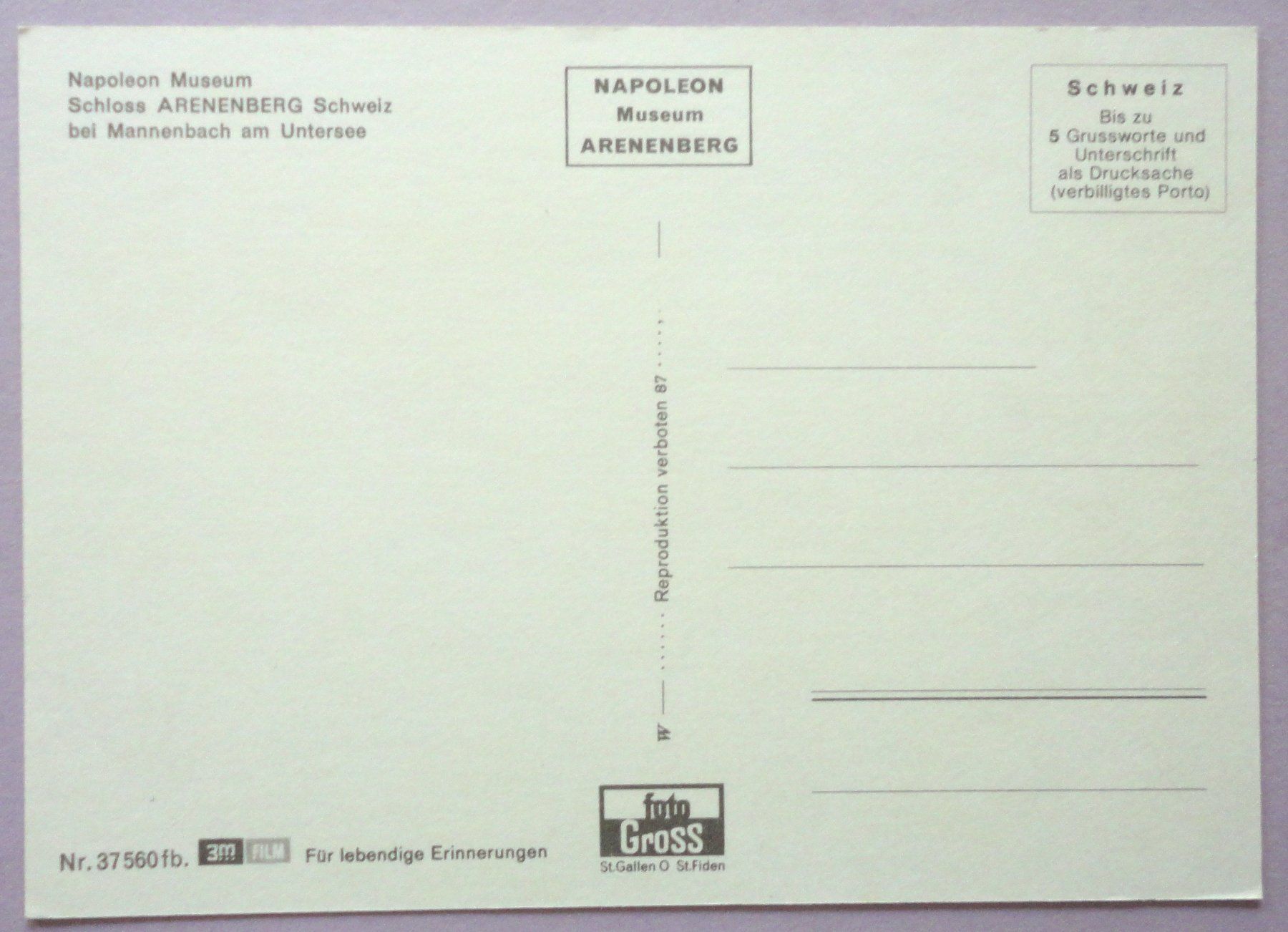 Cartoline postali: Schloss Arenenberg bei Mannenbach – Usato da Fétigny venduto da Billy2miny 1