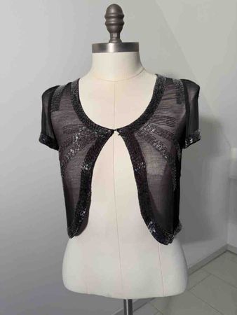 Damen Bolero schwarz perlenbesetzt neuwertig