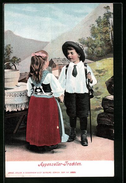 Cartes postales: Süsses Kinderpaar in eleganter Appenzel – D'occasion à Berlin par bartko-reher