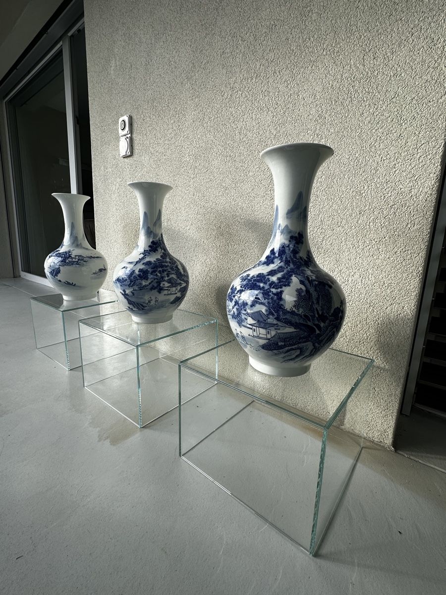 Tutte le decorazioni: Tall Blue & White Vases Pair - Summer Decor – Usato da Niederlenz venduto da bul_m9x7 4