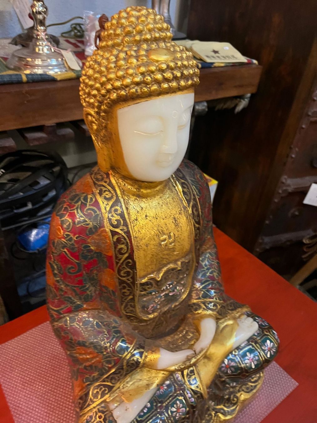 Statuette: Buddha Statue Naturstein mit Blattgold – Nuovo (secondo la descrizione) da Cham venduto da mjg1901 2