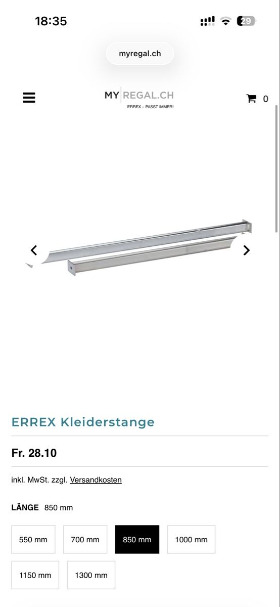 Scaffali: errex kleiderstange 850mm – Nuovo (secondo la descrizione) da Zürich venduto da schorsch98