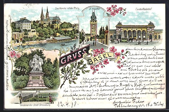 Ansichtskarten: Litho Basel, Centralbahnhof, Münster mi – Gebraucht aus Berlin von bartko-reher
