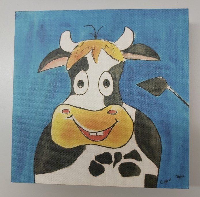 Foto & Immagini: Bilder Quartett Cartoon-Kühe auf MDF-Platte – Usato da Trub venduto da wurzel25 2
