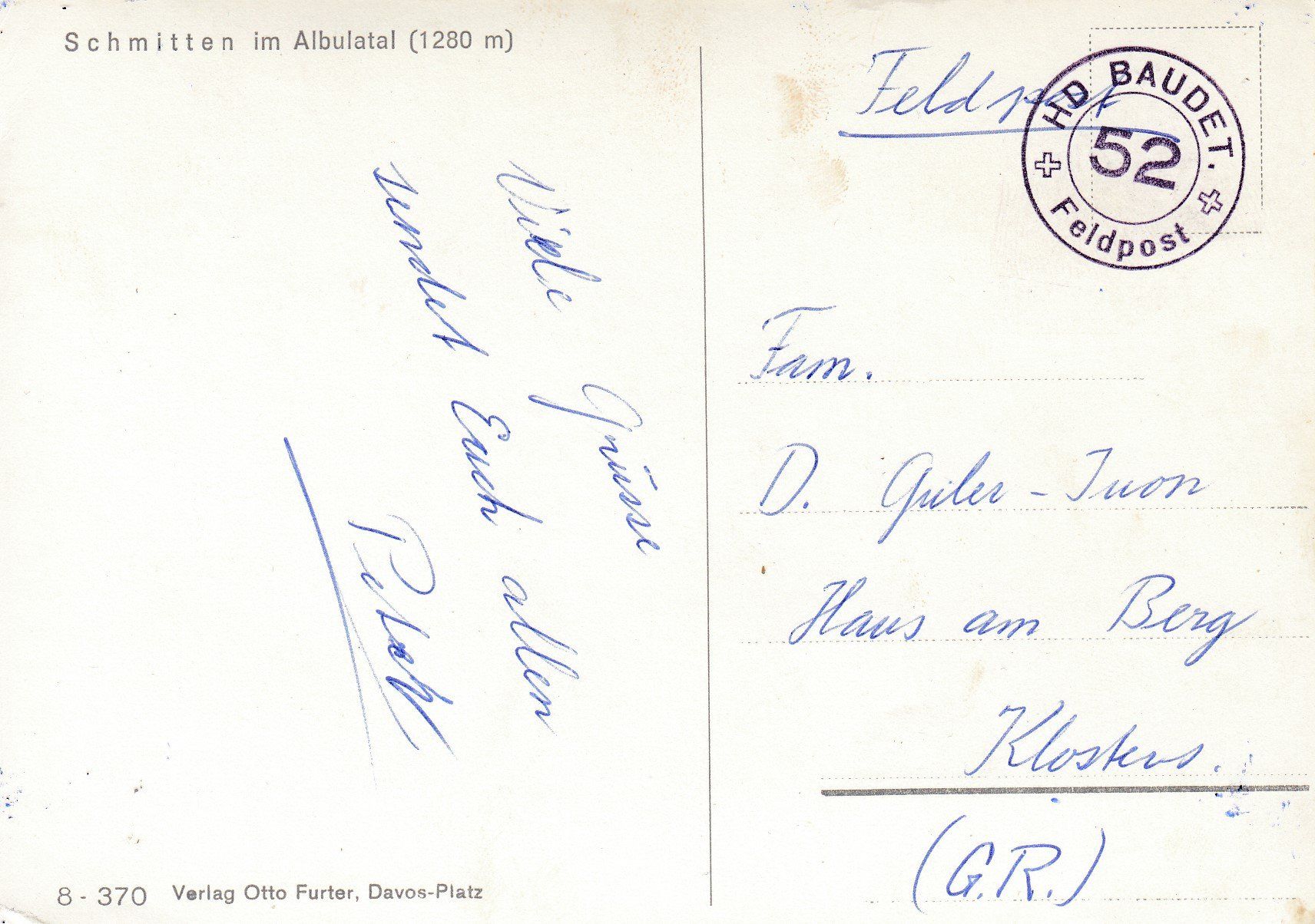 Cartoline postali: Schmitten   GR   im Albulatal – Usato da Brig venduto da Valcards54 1