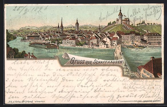 Cartoline postali: Litho Schaffhausen, Panoramablick auf de – Usato da Berlin venduto da bartko-reher