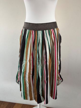 Jupe longue rayée multicolore, taille élastique, taille 36
