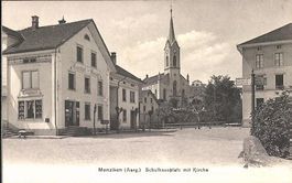Menziken AG Schulhausplatz , zu Waage ,1920