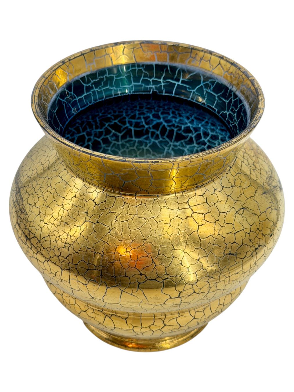 Vasi & Recipienti: Vase de Saint-Prex émaillé bleu décor doré craquelé de 1935 – Usato da Morges venduto da vintix 3