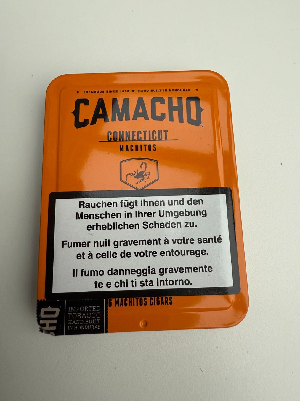 Altri Prodotti per fumatori: Metall Zigarillo-Box Camacho Connecticut Machitos, TOP – Nuovo (secondo la descrizione) da Unterengstringen venduto da Tnovus 1