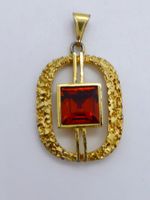 Pendentif antique en plaqué avec pierre synthétique orange