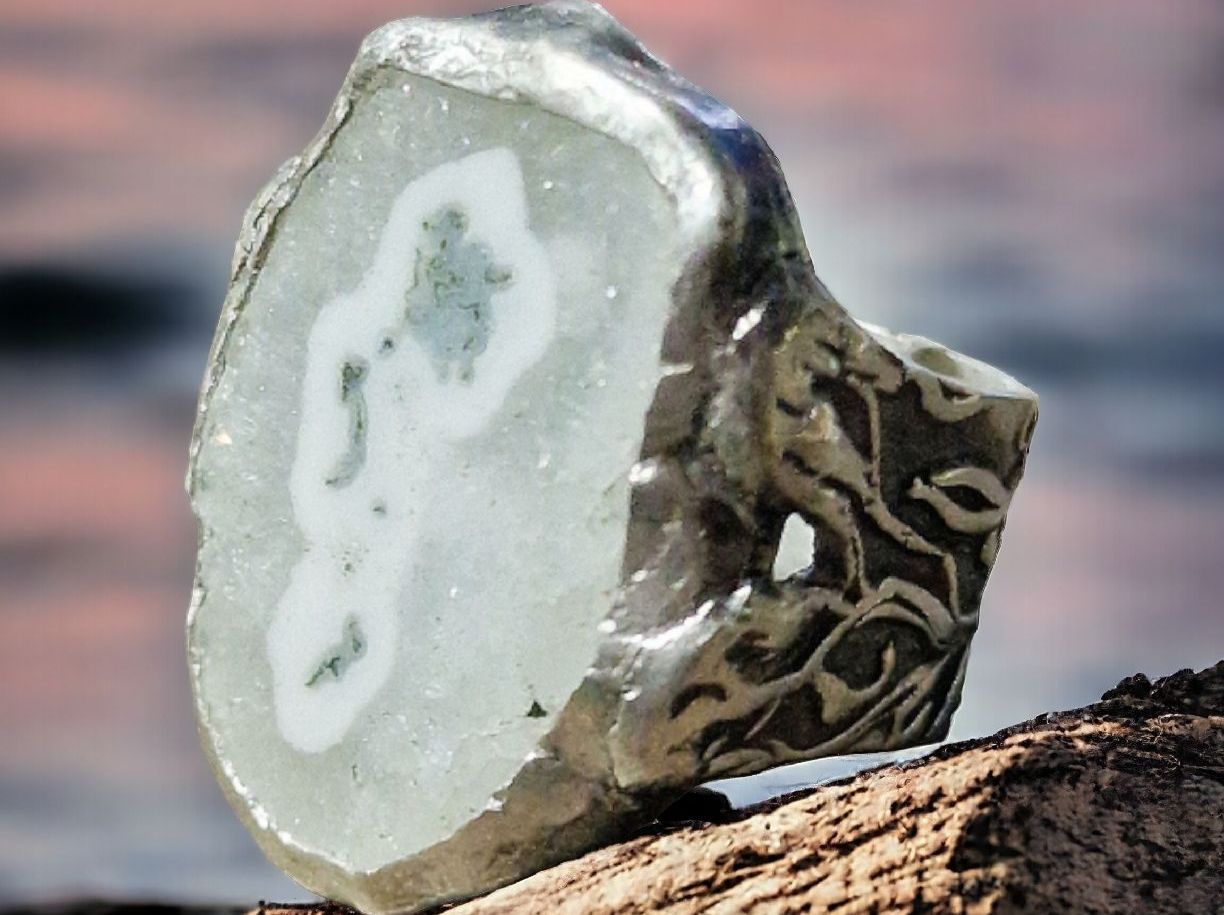 Anelli: Statement-Ring, Silber & Dendritenachat, Grösse 55 – Nuovo e nell'imballaggio originale da Aarau venduto da Schmuckhoehle_MD 6