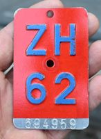 Velonummer ZH von 1962 - Zürich - ZH 62 - 694959