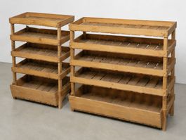 2 Holz Gitter Regale 4 Fach und 5 Fach Auslage