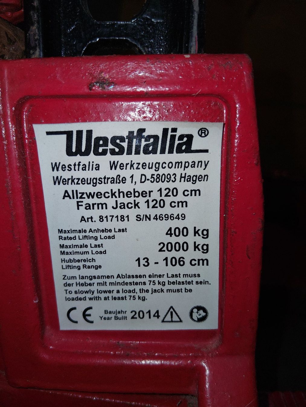 Alle Werkzeuge: Farmer Jack Wagenheber – Gebraucht aus Wintersingen von MF-Lingus 8