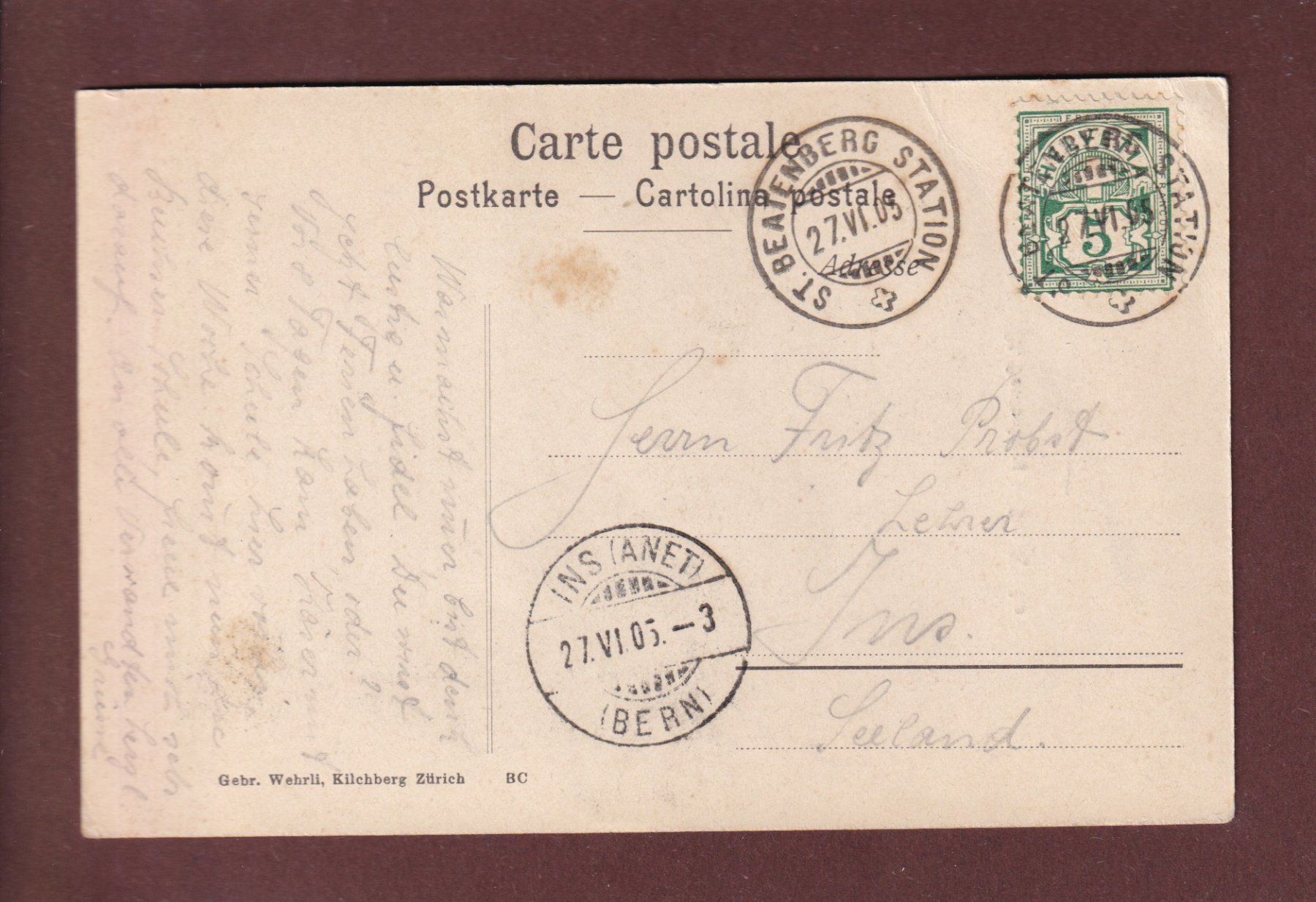 Cartes postales: ST. BEATENBERG - Kirche - 1905 // Falte // – D'occasion à Pully par nicecards 1