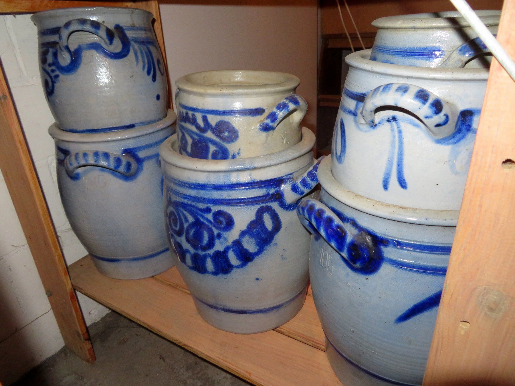 Pentole: Sammlung grau/blauer lasierter Steinguttöpfe 18 Stück – Usato da Zofingen venduto da Schekke 4