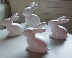 4 Stk. weisse Oster Hasen Osterhasen HASE OSTERN Deko