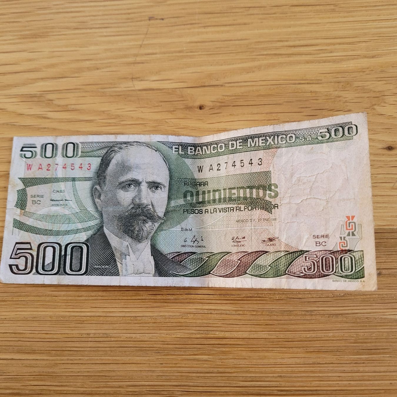 Billets de banque: Banknote Mexico 500 – D'occasion à Biel/Bienne par Destockweb