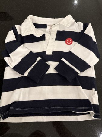 Baby Langarmshirt blau weiss gestreift 6-12 Monate